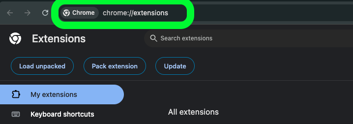 Ir para chrome://extensions
