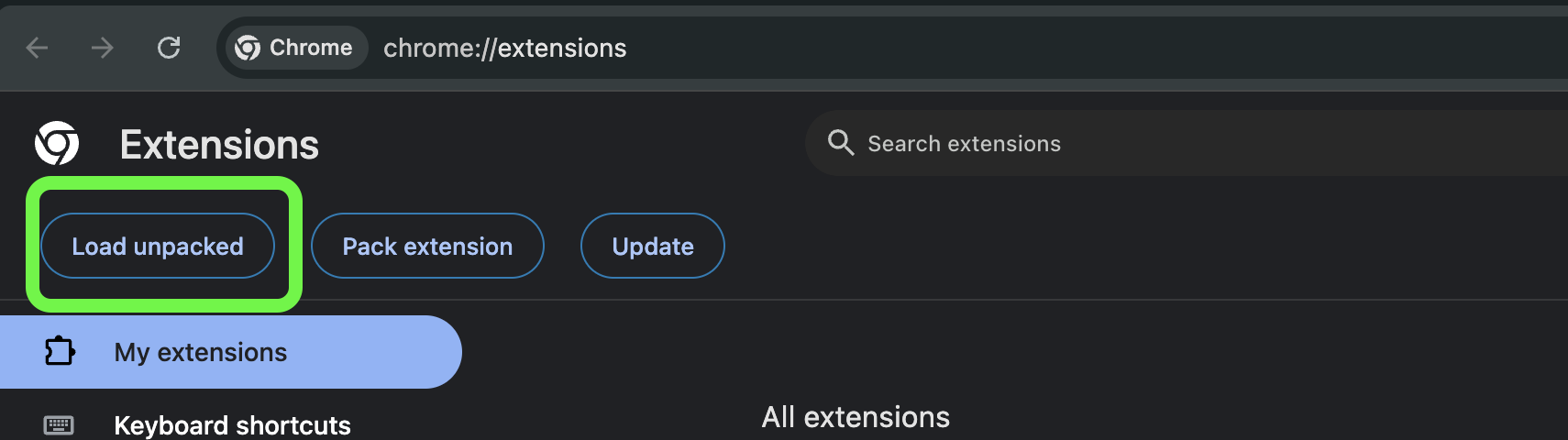Clique em Carregar descompactado
